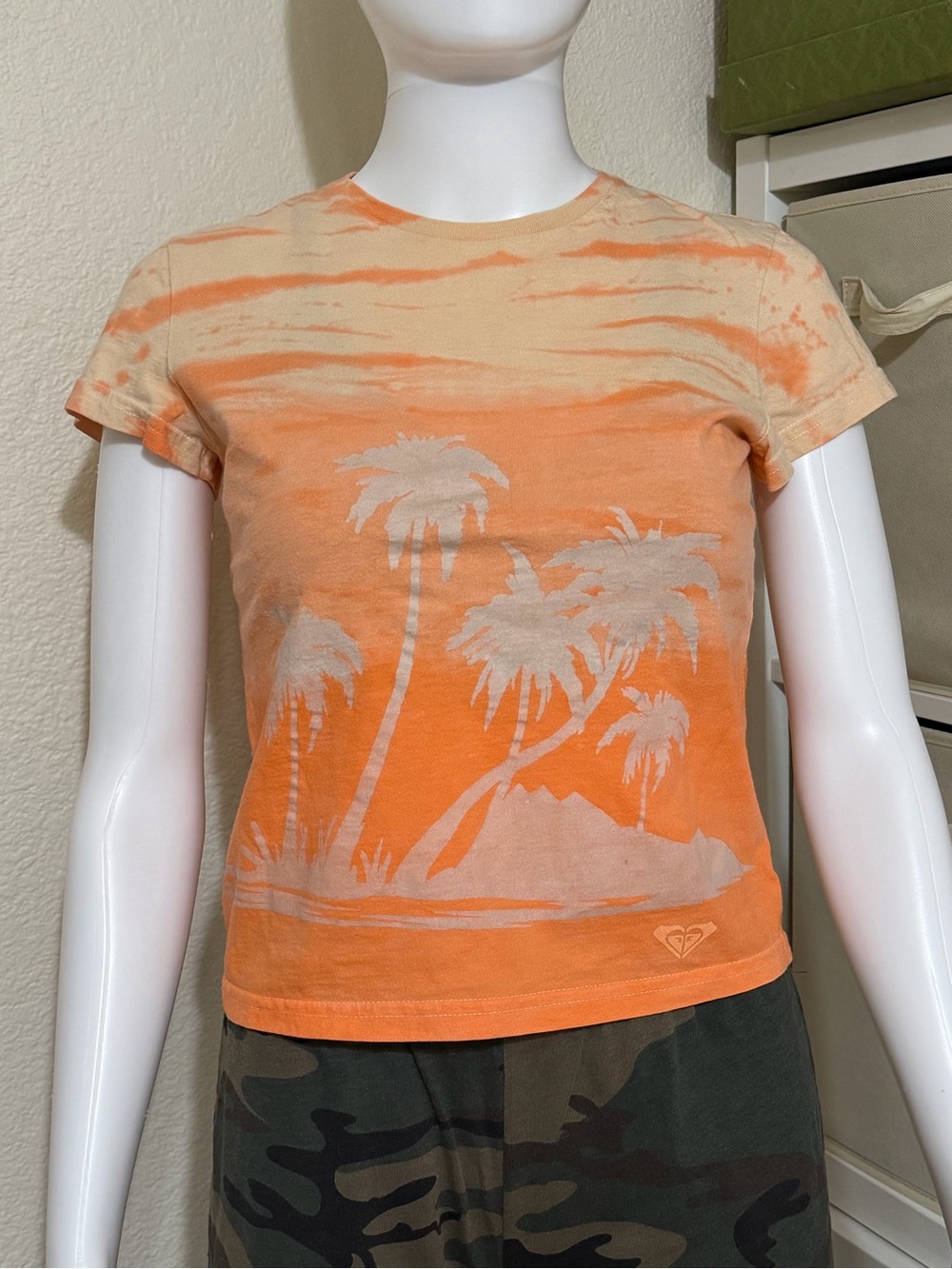 Roxy Orange Ombre Palm Tree Short Sleeve T-Shirt